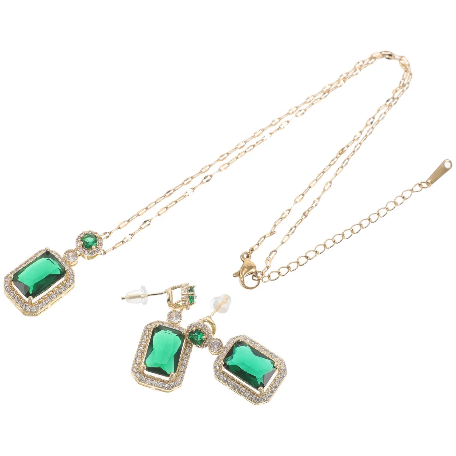 

1 Set Jewelry Set For Women Rhinestone Pendant Necklace Dangle Earrings Chunky Metal Chain Costume Party Accessory Fashionable