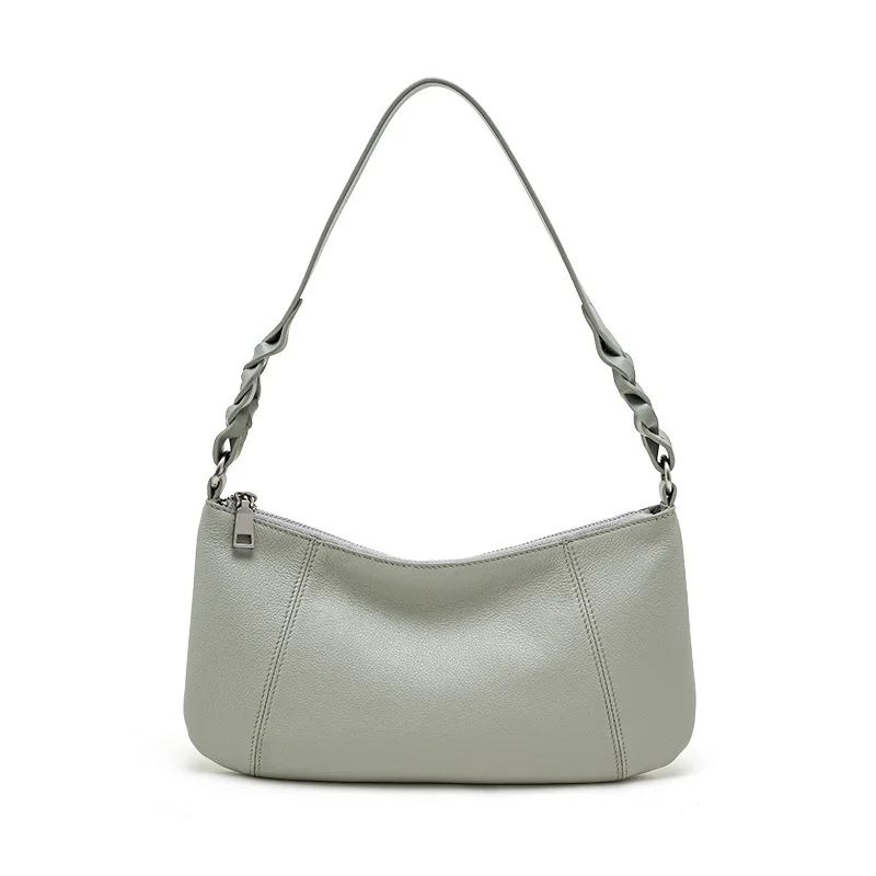 Mendy Women Genuine Leather Moon Bag Black Underarm Shoulder Bag Vintage Y2K Crossbody Purse Minimalist Soft Cowhide Handbag
