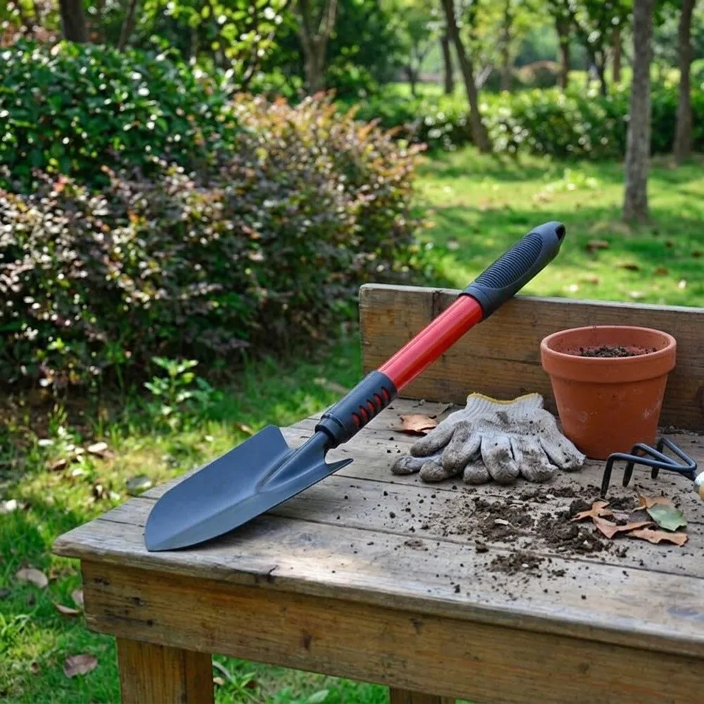 4 Piece Garden Tools Set Stainless Steel Rake Hoe Trowel Shovel with Ergonomic Handles for Reduced Hand Fatigue