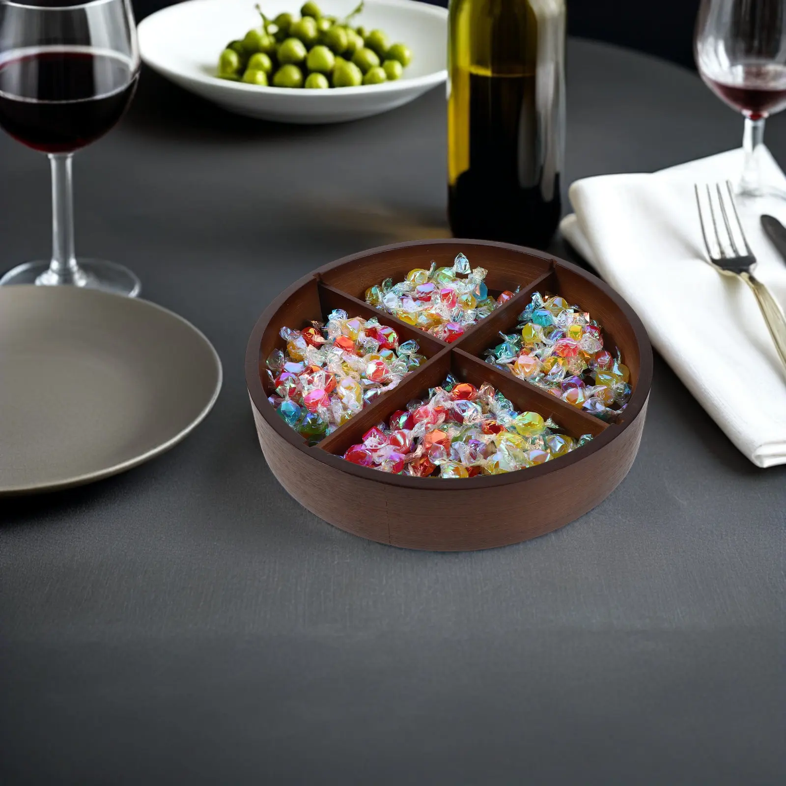 

Лоток для фруктов с отделениями и крышкой, контейнер для закусок на четыре секции для сухофруктов, орехов, конфет, быстрая идентификация, сохранение свежести