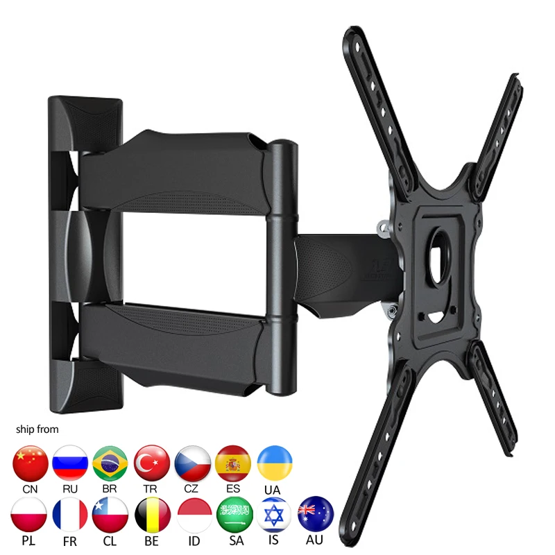 

DF400 P4 32"-55" retractable 3 arm swing full motion 70kg tv wall mount articulating bracket with adaptor 400x400 hide cable