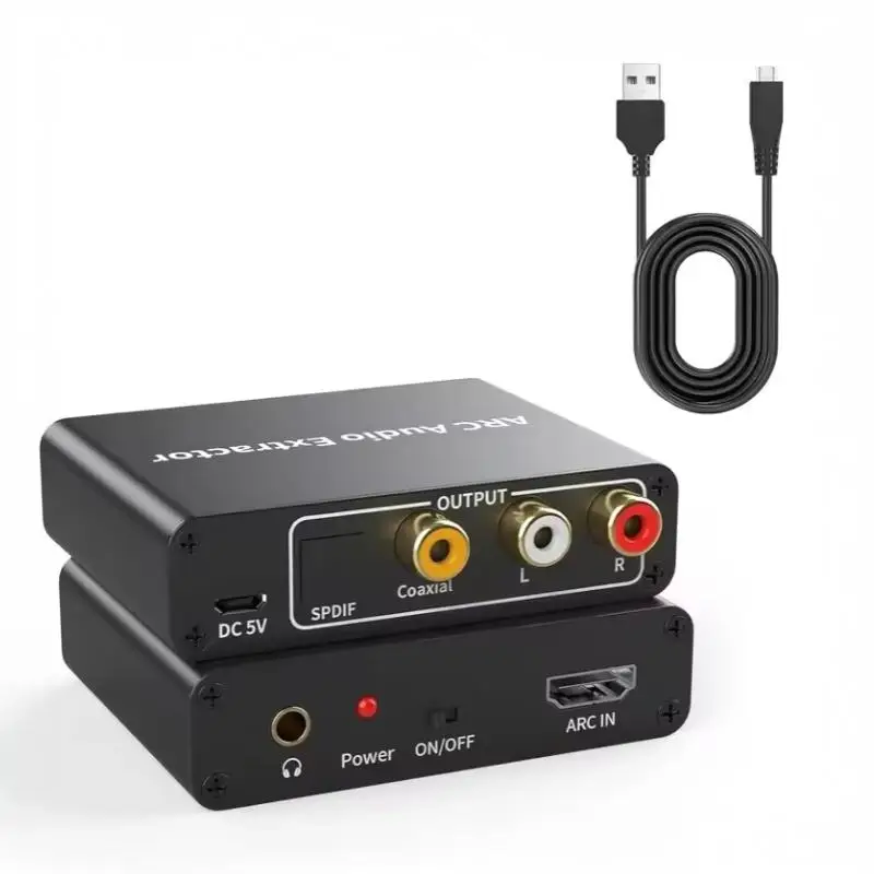 High Fidelity 192KHz ARC Audio Extractor RCA 3.5mm Jack Converter for HDTV Soundbar Gaming PC Speaker System