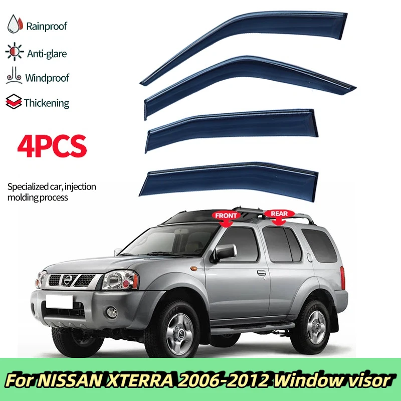 For NISSAN XTERRA 2006-2012 Window visor,Stainless steel bright strip window rain and light barrier 4-piece set