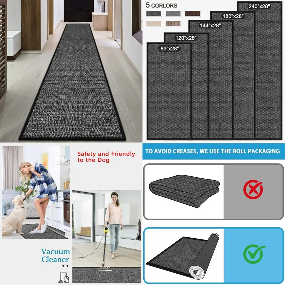 

GOYLSER 15ft Hallway Runners Rug Non Slip, Long Entry Runner Kitchen Floor Runner Carpet, Black Hall Way Runner Rug Floor Mat Ca