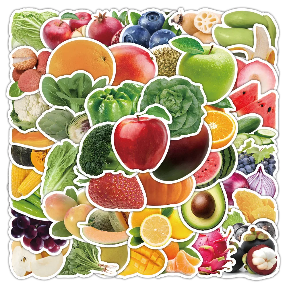 10/30/60PCS Mixed Green Food Vegetable Fruit Sticker Orange Apple DIY Notebook Phone Laptop Car Graffiti Decals Fun for Kid Toys