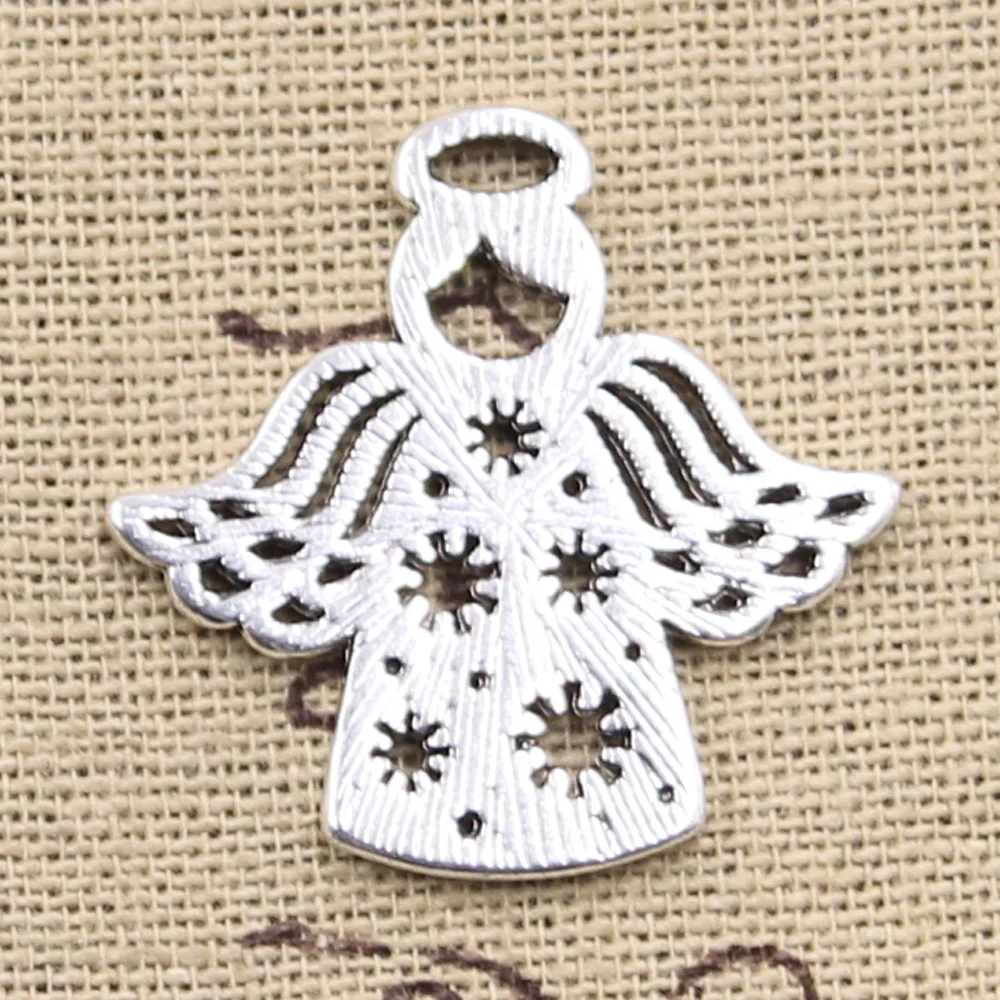 10pcs Charms Heart Snowflake Angel Snow Love 27x28mm Antique Silver Color Pendants DIYCrafts Making Findings Tibetan Jewelry