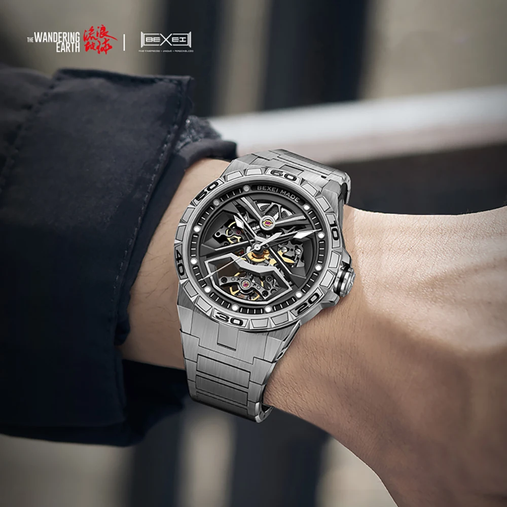 BEXEI 9091 Automatic Watches for men Sapphire 80H Power Business Mechanical luminous co-branding Wristwatches Stainless steel