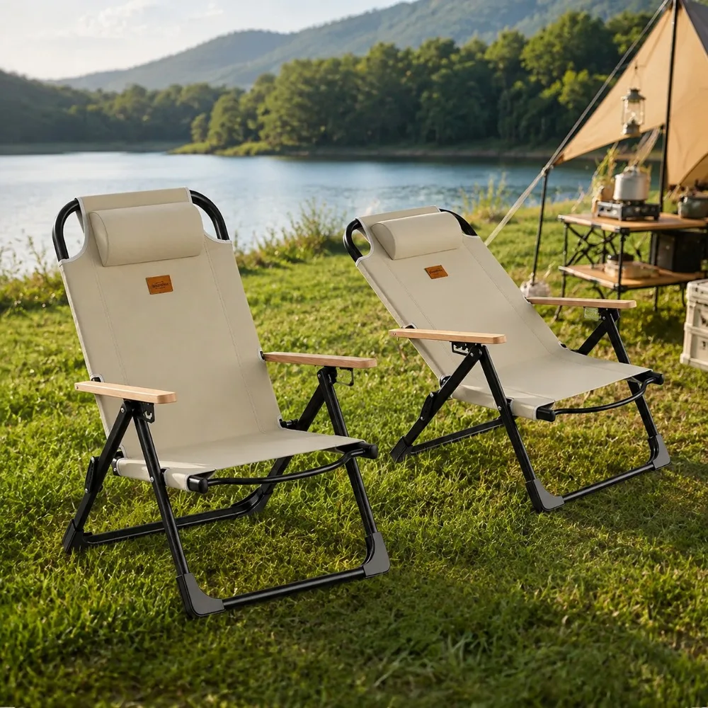 5 Level Adjustable Folding Lounge Chair Outdoor Camping Chair Portable Recliner Fishing Beach Nap Balcony Relax Chair