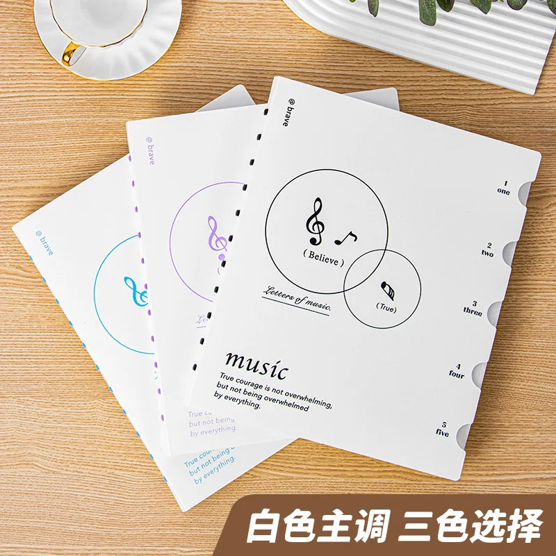 A4 Music Score Binder with Mushroom Buckle and Clear Sleeves, 20 Sheet Refillable Sheet Music Folder Holds 40 Pages with Index