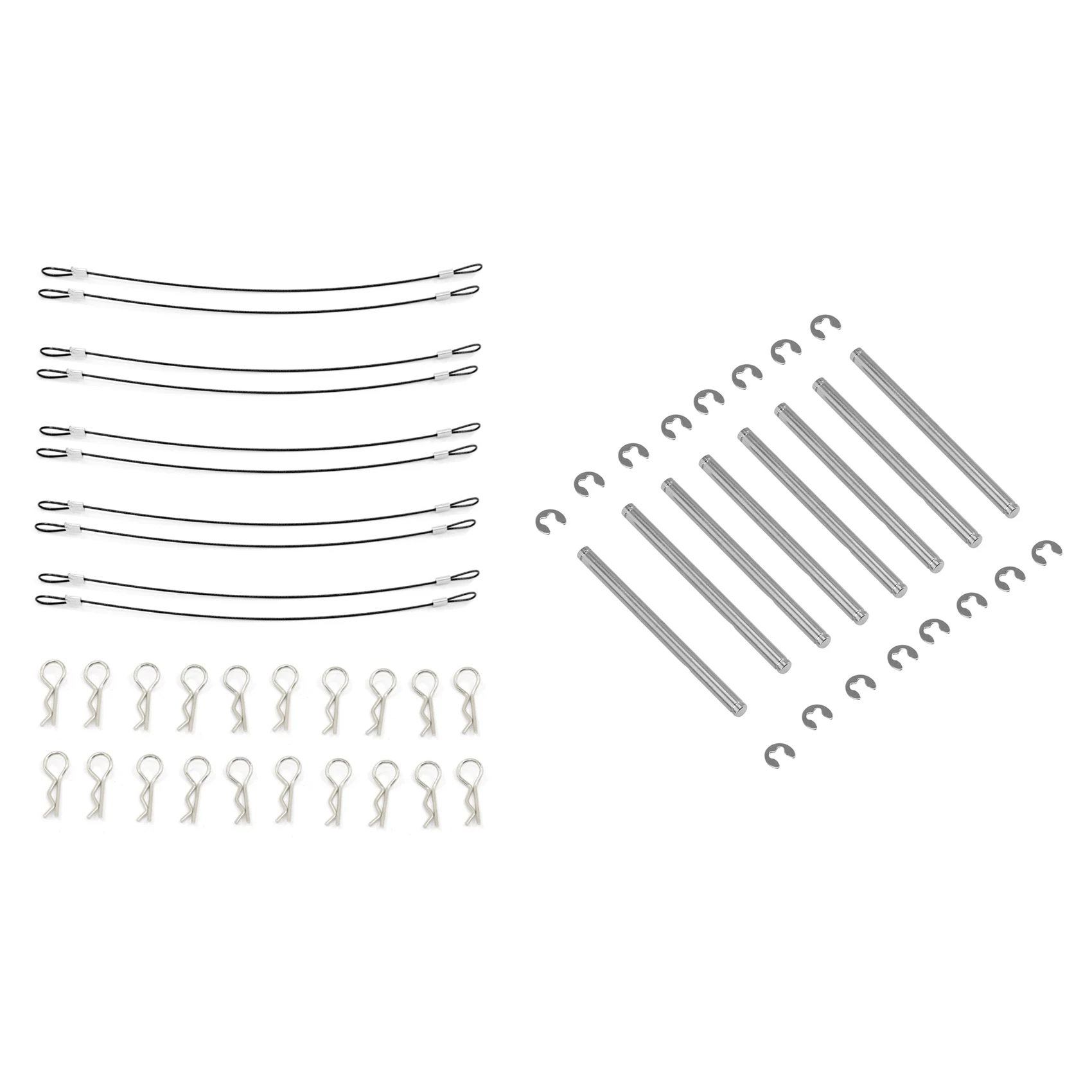 

MYMF-10Pcs RC Car Body Shell Clips R Pins Anti-Lost Rope With 8Pcs Suspension Pins 44Mm With E-Clips