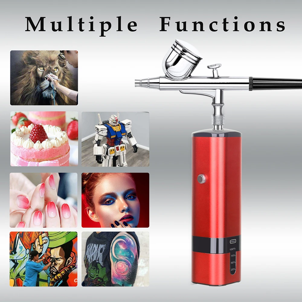 TM80S-C Kit compressore aerografo senza fili per trucco Arte Vernice Unghie Bellezza Decorazione torta Tatuaggi Modello Artista