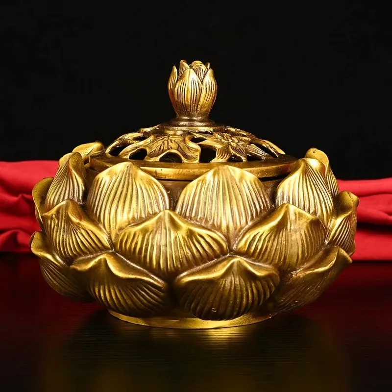 

Brass Lotus Home Bedroom Holder Gift Indoor Copper Incense Burner