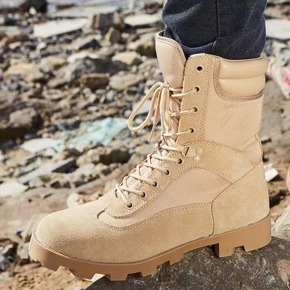 รองเท้าบูทหนังแท้สำหรับผู้ชาย รองเท้าบูทแบบยุทธวิธี รองเท้ากีฬาเดินป่า รองเท้าบูทข้อสั้นสำหรับทะเลทราย รองเท้าบูทสำหรับการรบ รองเท้าทำงานเพื่อความปลอดภัย รองเท้าบูทผู้ชาย