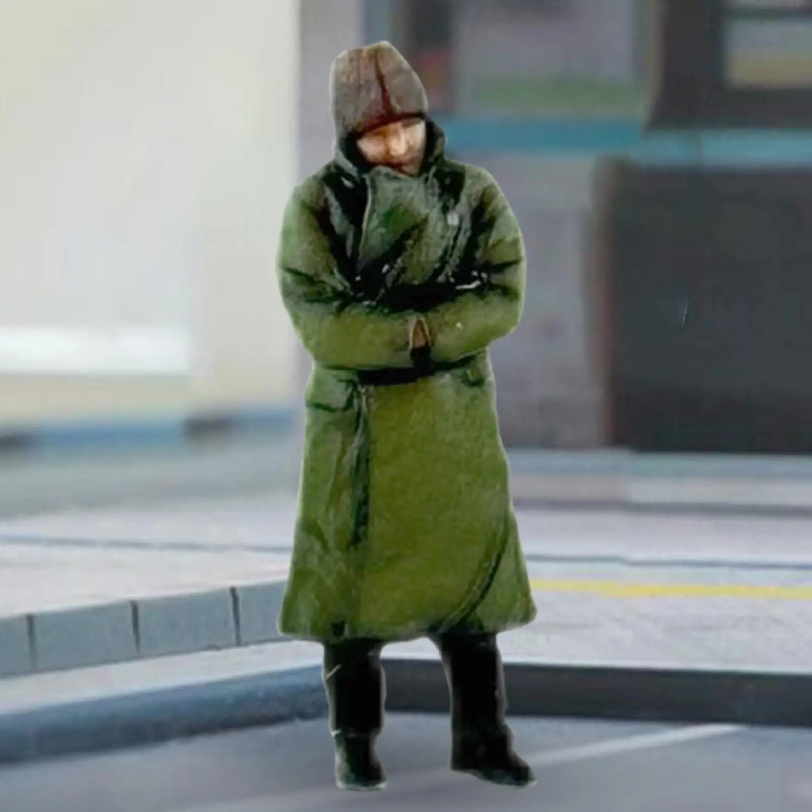 1/87 Resin Model Figure wearing Green Coat Handmade Scene Props Doll Figures