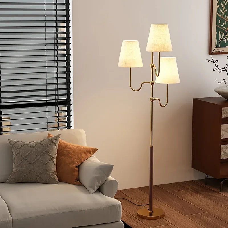 Floor lamp wabi sabi American retro high-end living room sofa bedroom high-value vertical desk lamp