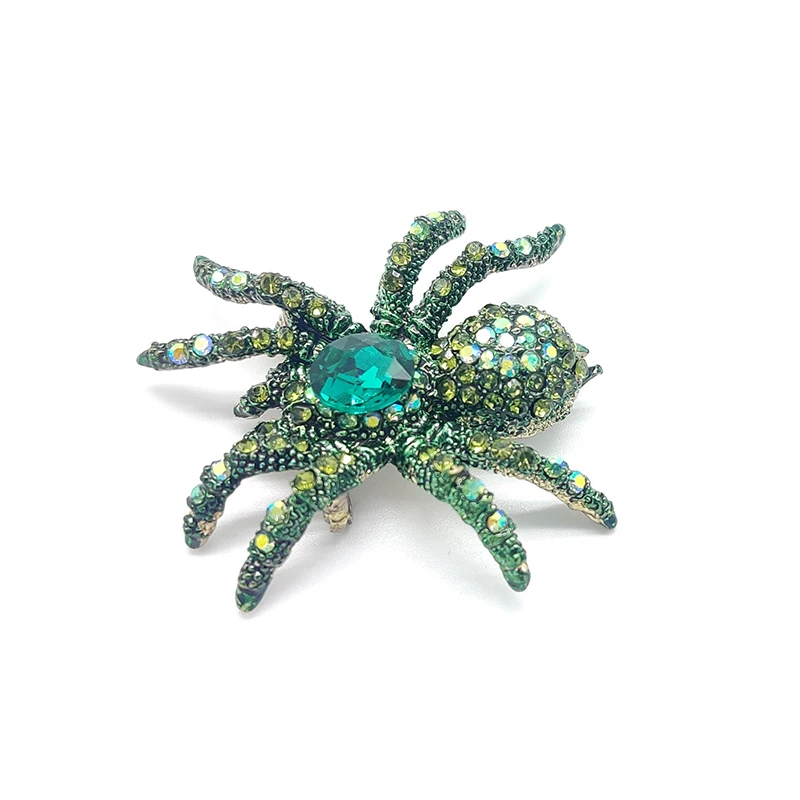 Fashion Cute Little Spider Multi-color Metallic Crystal Rhinestone Vintage Clothes Hat Necklace Brooch Jewelry Enamel Pins