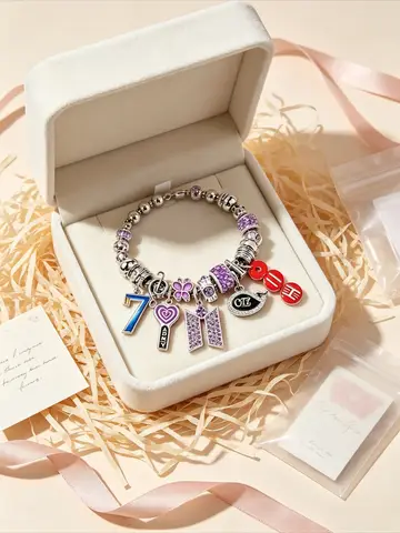 Latest model 2026 Cartoon BT21 Group Whale OT7ARMY Bead Bracelet Fan Merchandise
