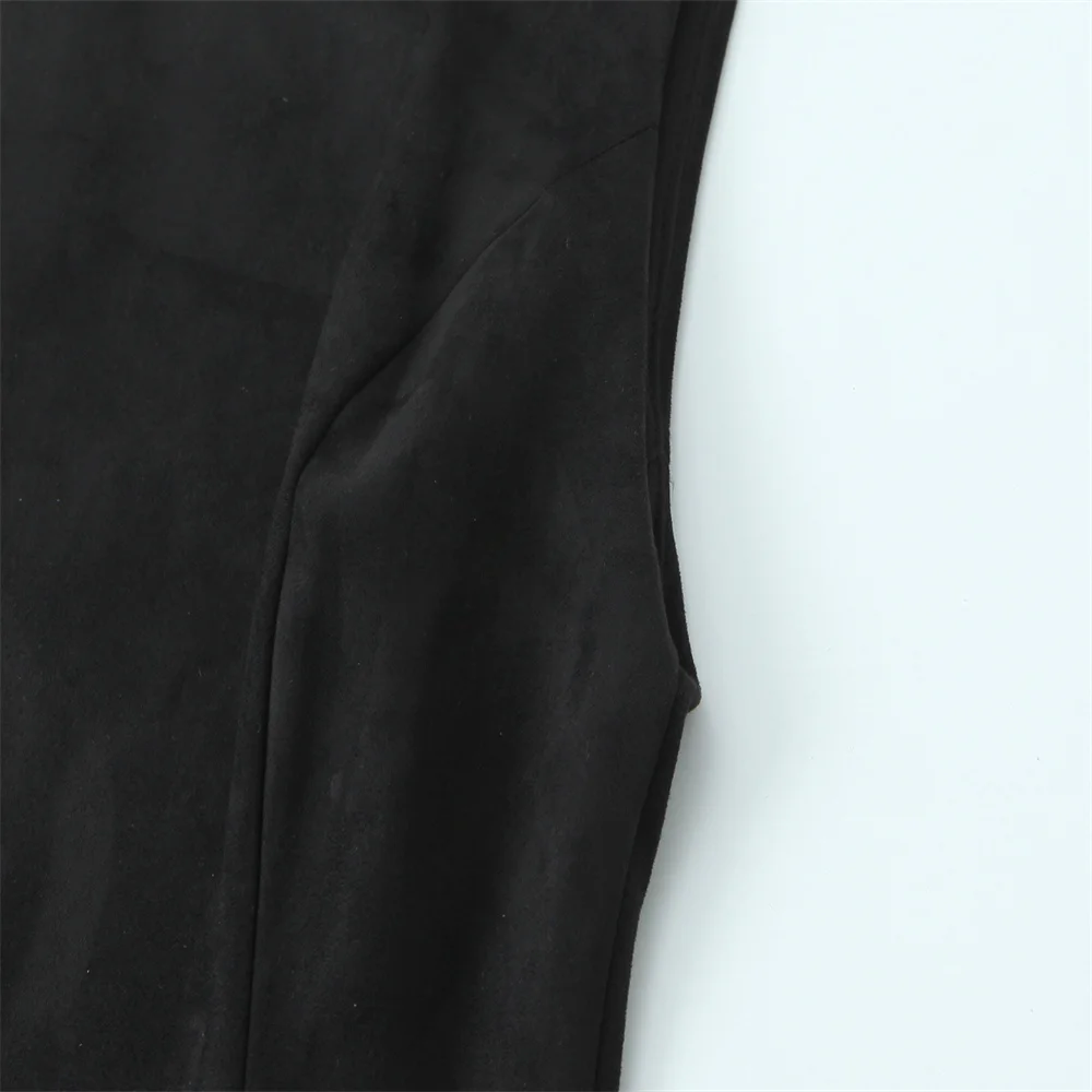 Outono nova coleção feminina de luxo em camadas decoradas com textura de pele sintética vestido midi