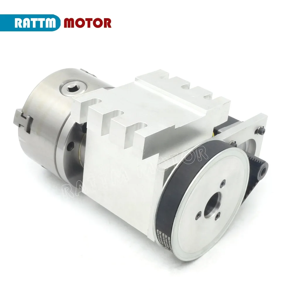 K11-80mm/100mm 3 Jaw Chuck 4th แกนหมุน + 65mm Tailstock CNC หัวแบ่งแกนหมุนชุดสําหรับ CNC Router แกะสลักเครื่อง