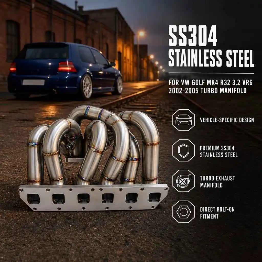 For Volkswagen Golf 4 MK4 R32 2002-2005, High-performance Turbine Exhaust Manifold with SS304stainless Steel Exhaust Collector