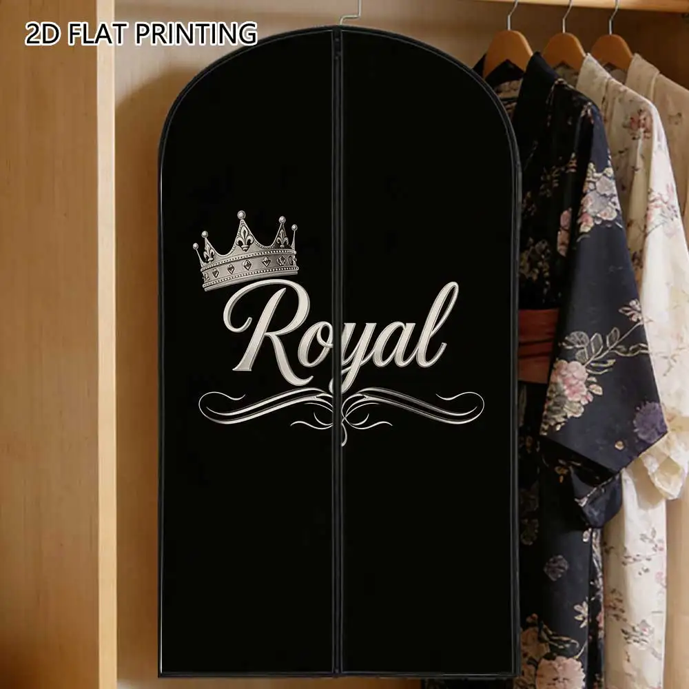 1pc royal silver crown Compressed Dust Cover Clothes Compression Hanging Storage Bag Household Wardrobe Organizer