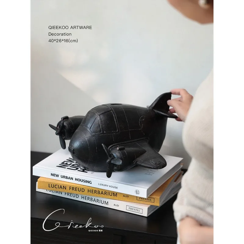 المنزل الرجعية النمط الصناعي ماتي الأسود أصبع البنك الأسود طائرة غرفة المعيشة سطح المكتب فن الديكور الحلي