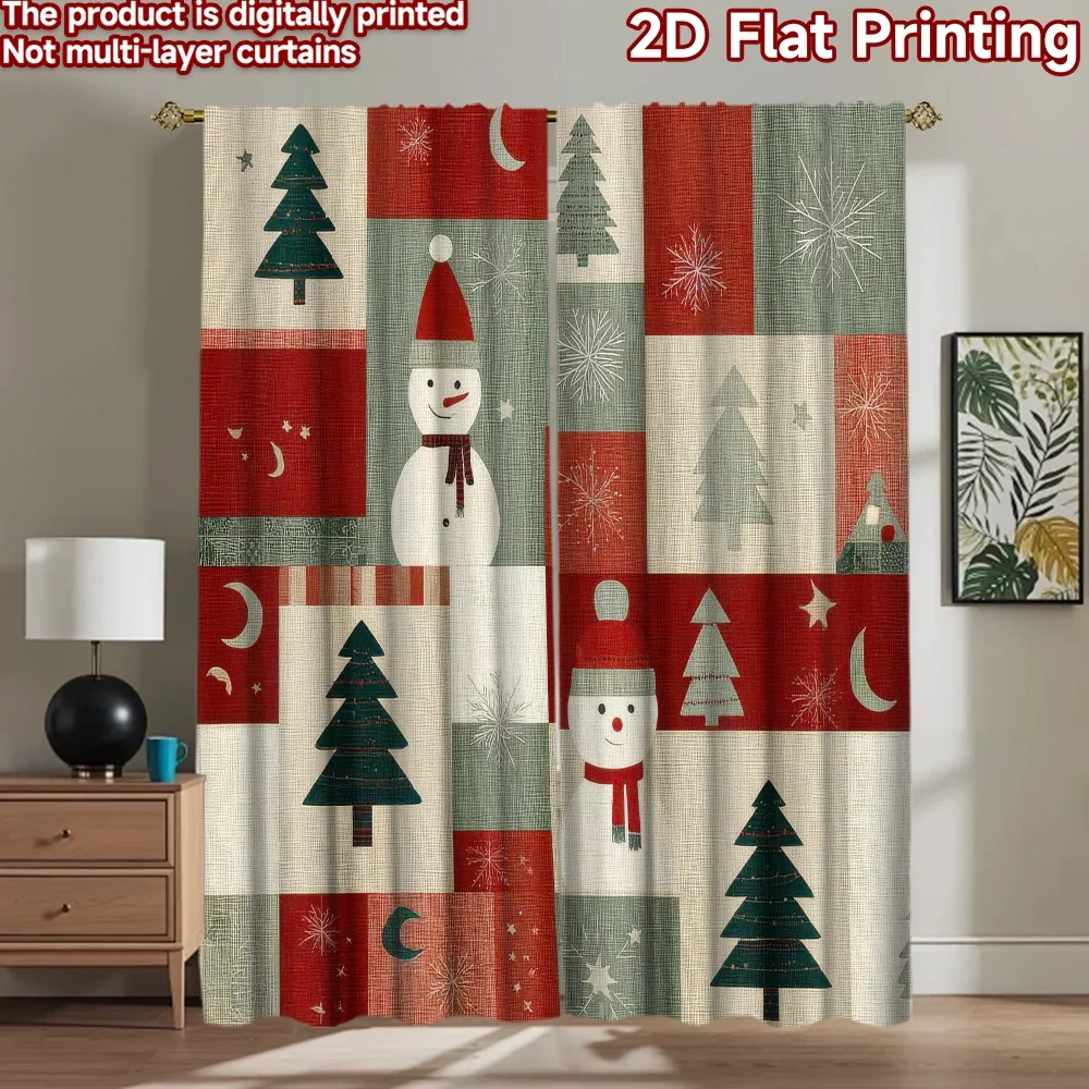 1 Stück 2D Flacher Fotohintergrund Beliebter Party-Hintergrund Weihnachts-Schneemann und Bäume 100% Polyester Party- & Feiertagsdekoration