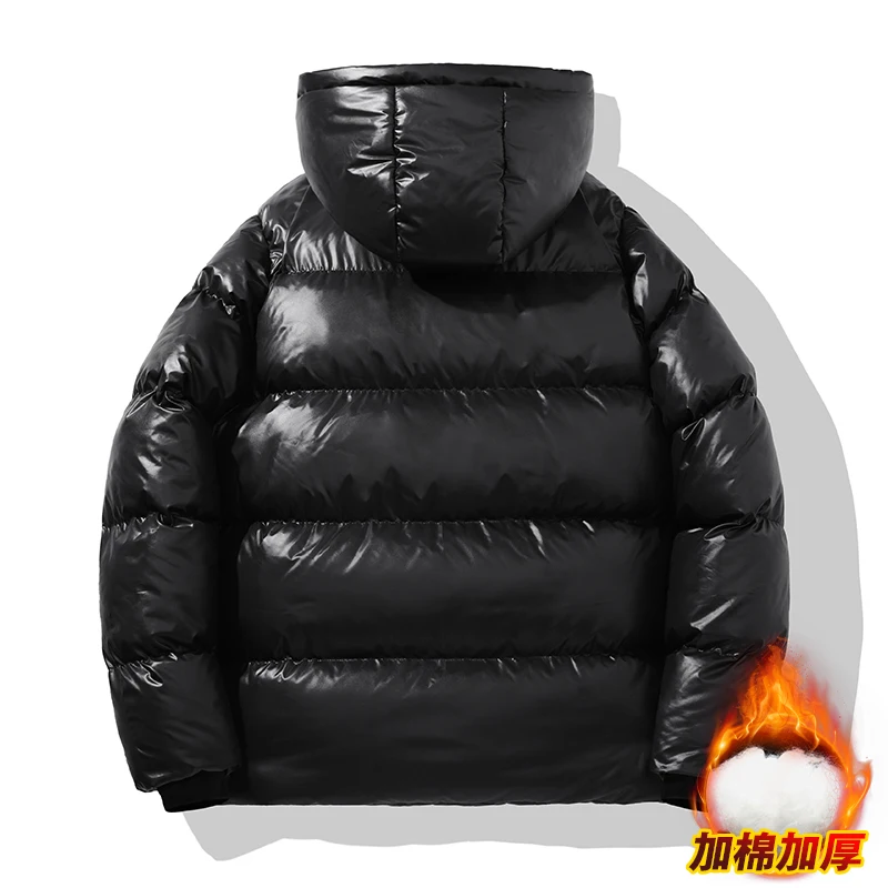 

Winter Windproof Parkas High Quality Men's Black Gold Cotton Coat Graphene Warm Detachable Cap with Thick Cotton Down Jacket
