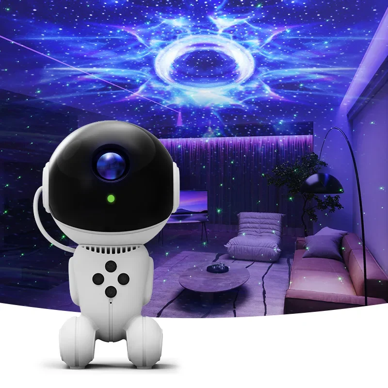 Remote Control Star Projector Lamp with Spacecraft Design, 7 Colors Night Light for Atmosphere, Starry Sky Projection with Sound