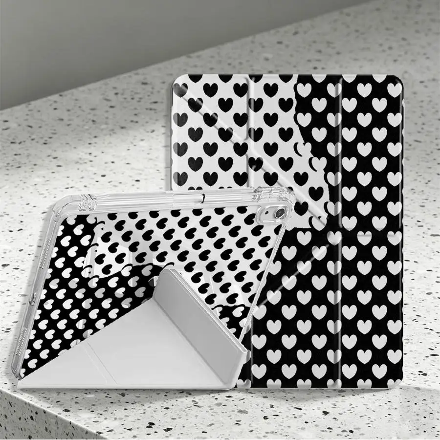 Heart-Shaped Pattern Tablet Case For Samsung Galaxy Tab S9 Plus A8 S7 FE A9 Plus S10 Lite A11 S8 With Pen Slot Cover