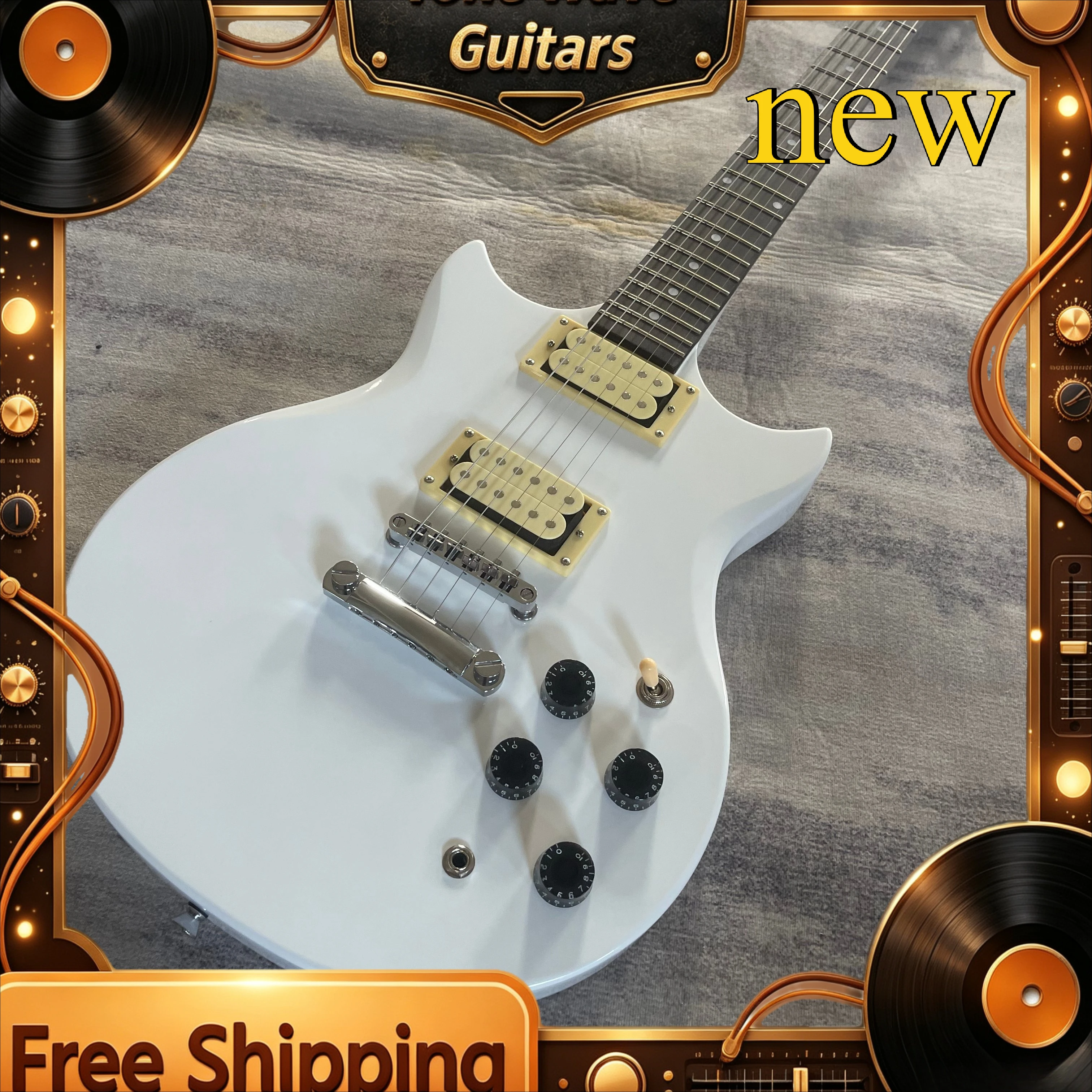 Gloss White Pointed YASG Electric Guitar Rosewood Fingerboard Full Warm Tone Strong Distortion Advanced Musician Solo Guitar