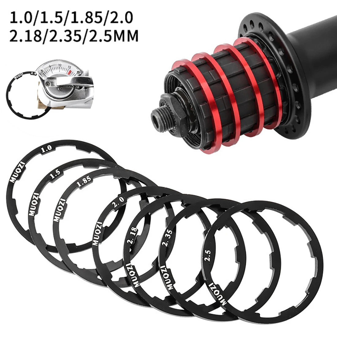 5pcs Bike Hub Washer 7 8 9 10 11 12 Speed Cassette Flywheel Spacer 1mm 1.5mm 1.85mm 2mm 2.18mm 2.35mm 2.5mm Freehub Gasket
