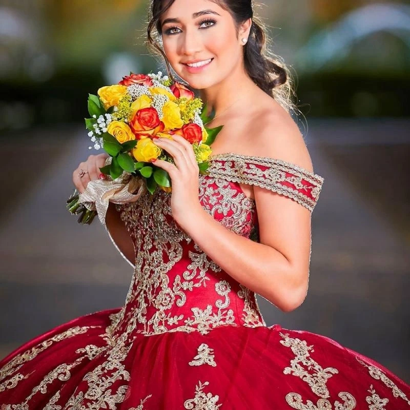 Vestidos De quinceañera rojos De lujo, fiesta De cumpleaños, dulce vestido De princesa 16 con apliques, desfile, 15 Años, 2024