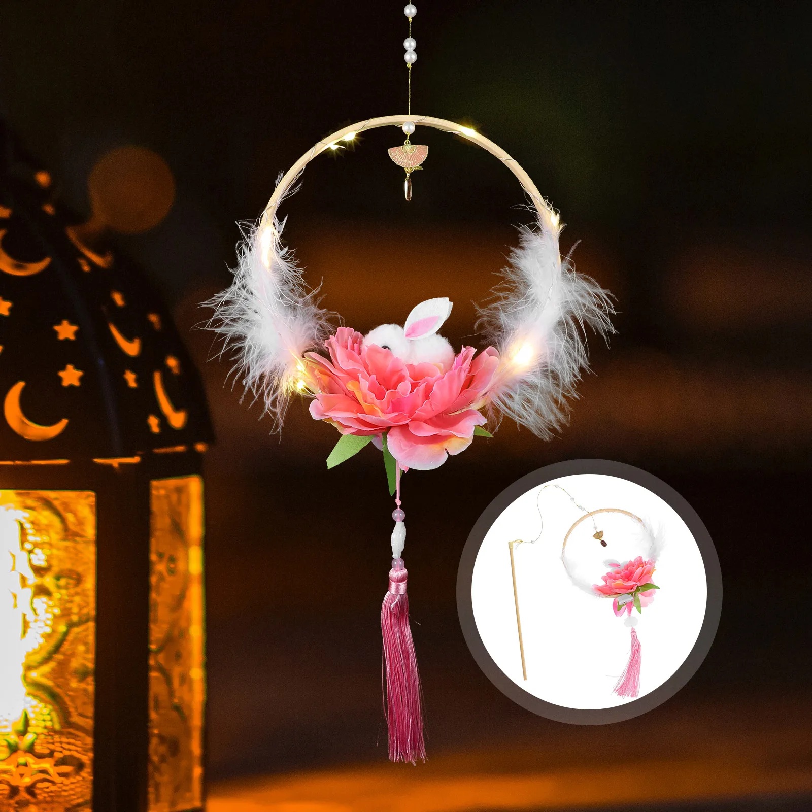 

1Set Rabbit Lantern DIY Festive Handmade New Year Lantern Portable Glowing Hanging Decoration for Holiday and Scene