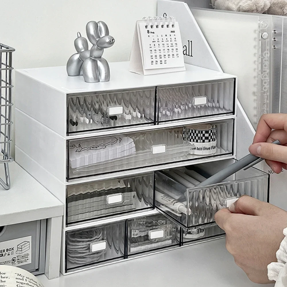 Acrylic Pen Holder Storage Box Desktop Stationery Pen Box Office Transparent Large-capacity Drawer Makeup Organizer Cosmetic 1PC