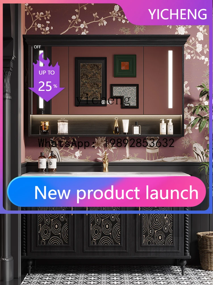 

Q6 antique bathroom cabinet combination floor-to-ceiling bathroom retro washstand hand washbasin cabinet