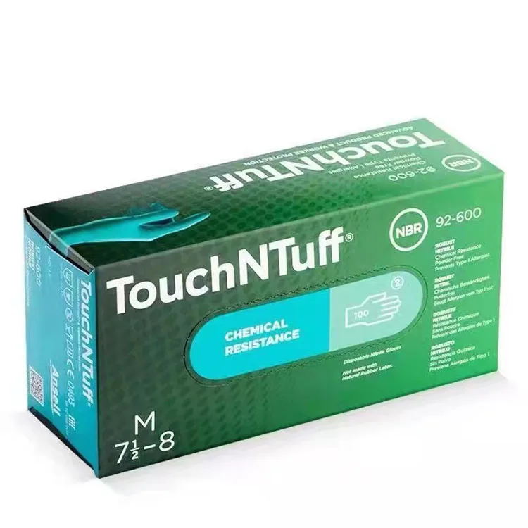 Imagem -02 - Touchntuff®luvas Ansell-green Nitrilo com Caixa Única Resistência Química sem pó All-round Proteção contra Respingos 92600