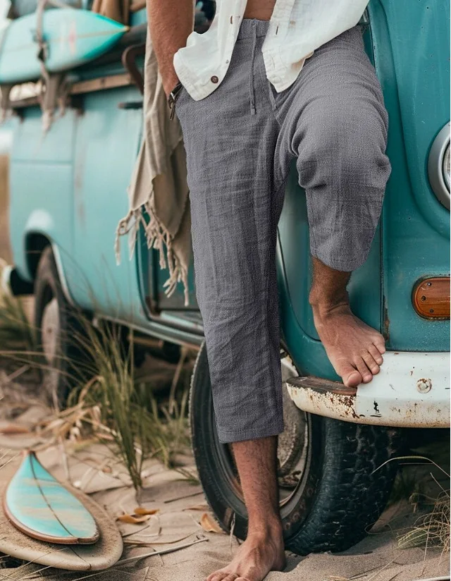 Casual Loose Men's Cropped Shorts Summer Shorts Beach Pumping Straight Pants Solid Color Comfortable Transparent Outdoor Wholesa