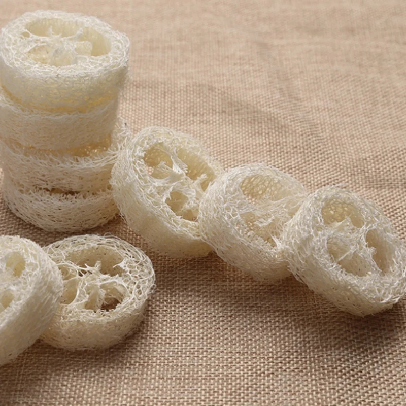 4-6Cm Wide 40Pcs/Lot Natural Loofah Slice Diy Customize Soap Tools,Cleaner,Sponge Scrubber,Facial Soap Holder