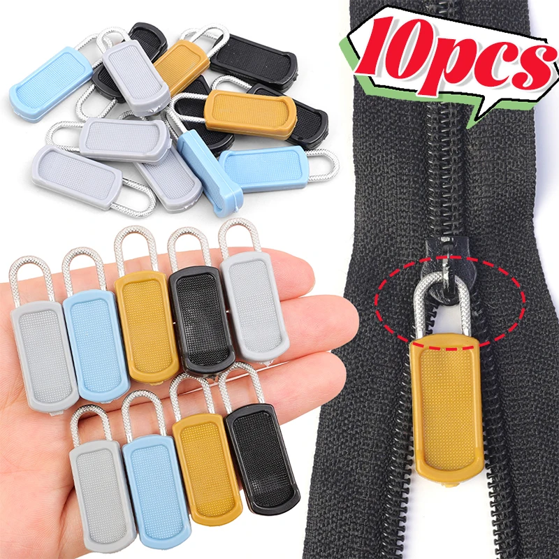 Penarik ritsleting dapat dilepas, 5/10 buah kit perbaikan kepala ritsleting logam pengganti Universal untuk koper tas dompet pakaian Slider ritsleting