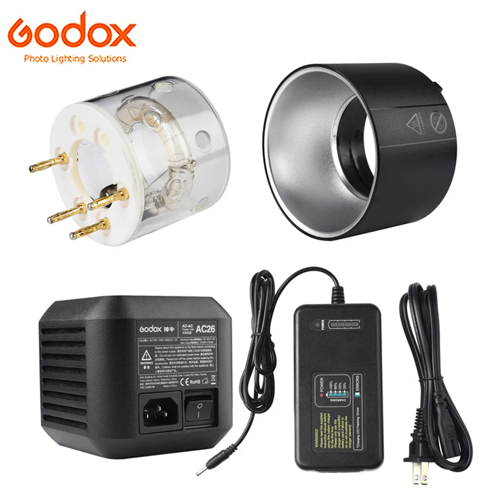 Godox Original 600w Spare Flash Tube / AD-R9 Standard Reflector /C26 Battery Charger /AC26 AC Power Adapter for Witstro AD600Pro