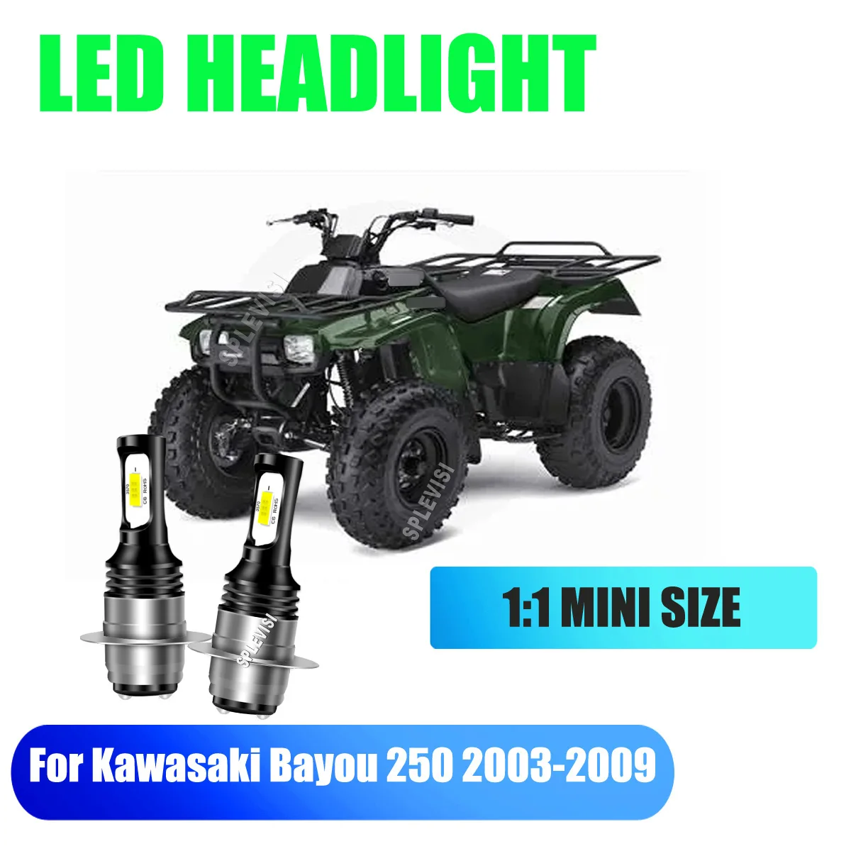 

2x 9-16v H6 H6M P15D LED Headlights - ensure no water ingress and fogging For Kawasaki Bayou 250 2003 2004 2005 2006 2007-2009