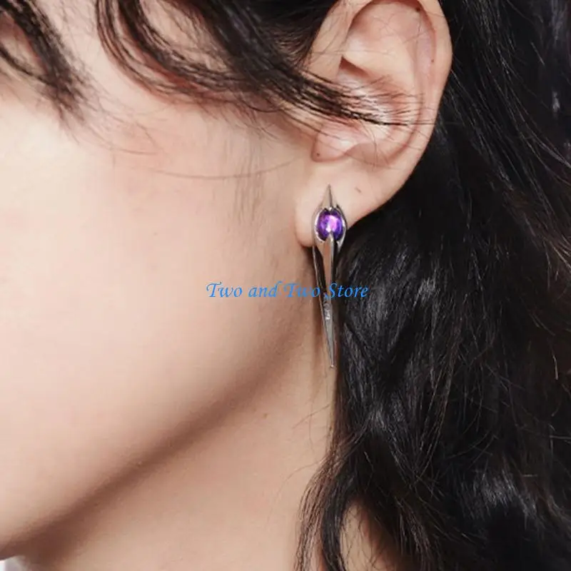 

HX6F Contemporary Punk Long Spikes Earrings Trendy Ear Studs For Men Women Trendy Lightweight Metal Music Festival Jewelry