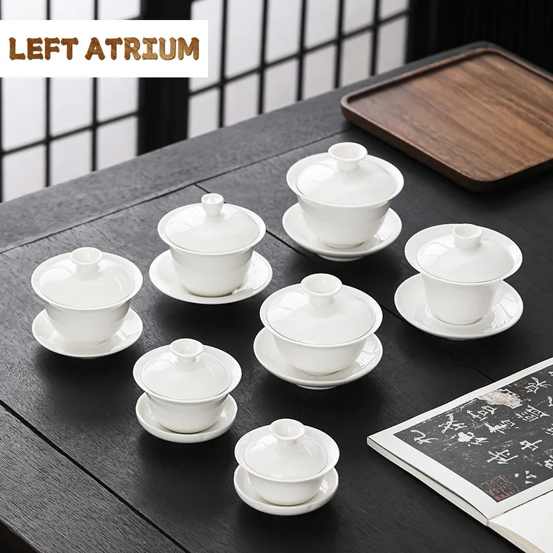

Dehua Gaiwan Kung Fu Tea Gaivan Ceramic Tea Cups White Porcelain Tool Cup Cover Bowl Oolong Chinese Supplies Maker Set Gai Wan