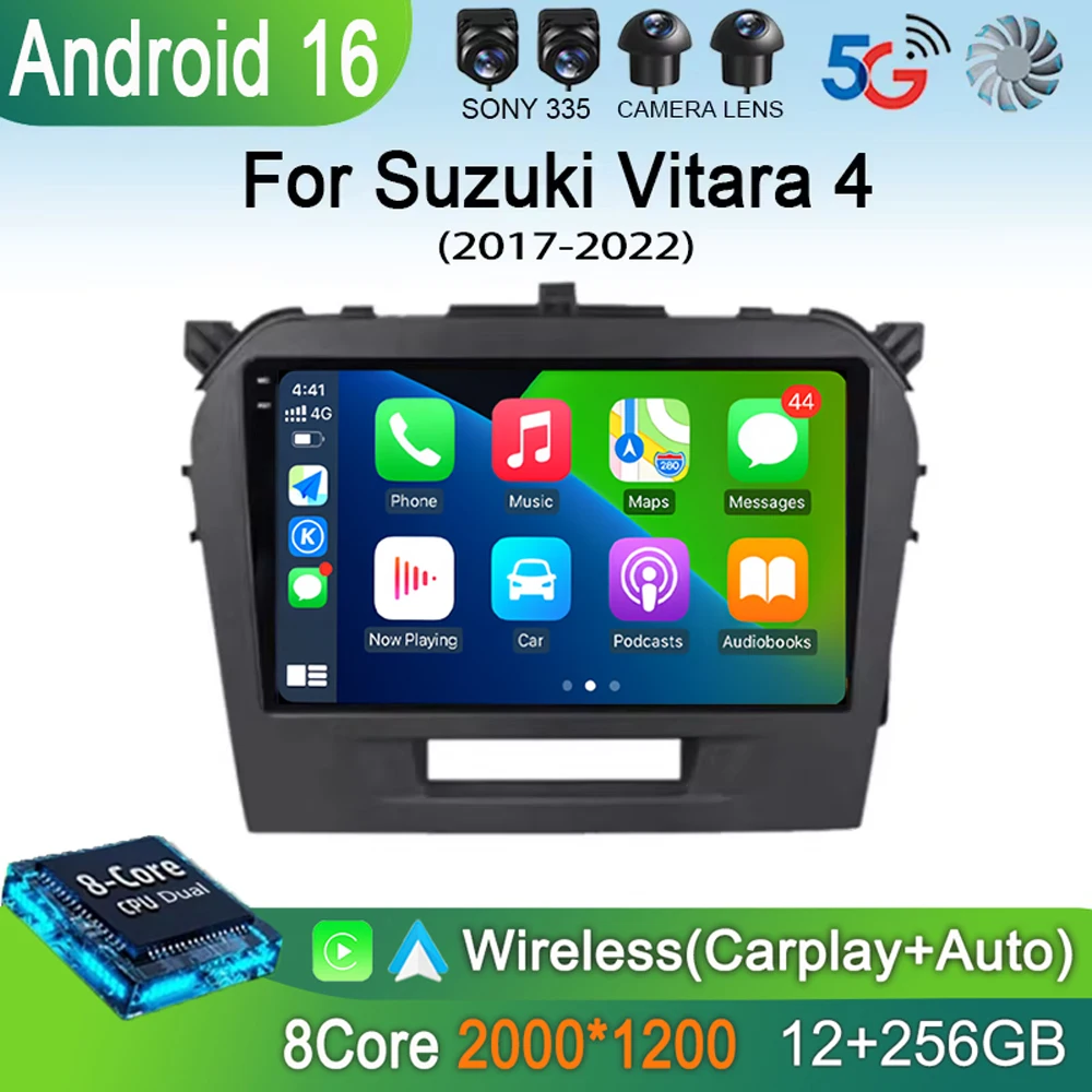 Android 16 Car Radio Carplay Auto For Suzuki Vitara 2015 2016 2017 2018 2019 Multimedia Video Player Navigation Gps Stereo Audio view 2