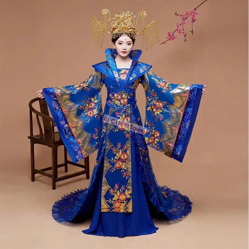 Tang Dynasty Queens Princesses Court Large Sleeves Outfit Performance Ancient Women Han Dresses Imperial Concubines Tail costume