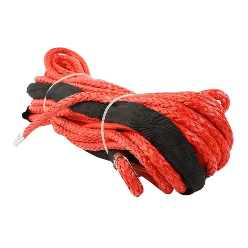 26mx9mm Synthetic Winch Rope with Protecting Sleeve and Thimble, 26500LBS Winch Rope for Boat Trailer, Jeep,  Winch Cable