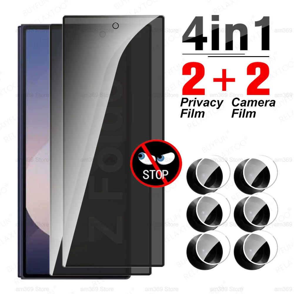 4To1 Privacy Glas For Samsung Galaxy Z Fold3 Fold4 Fold5 Fold6 5G Tempered Glass ZFold 6 3 4 Fold 5 Camera Screen Protector Film