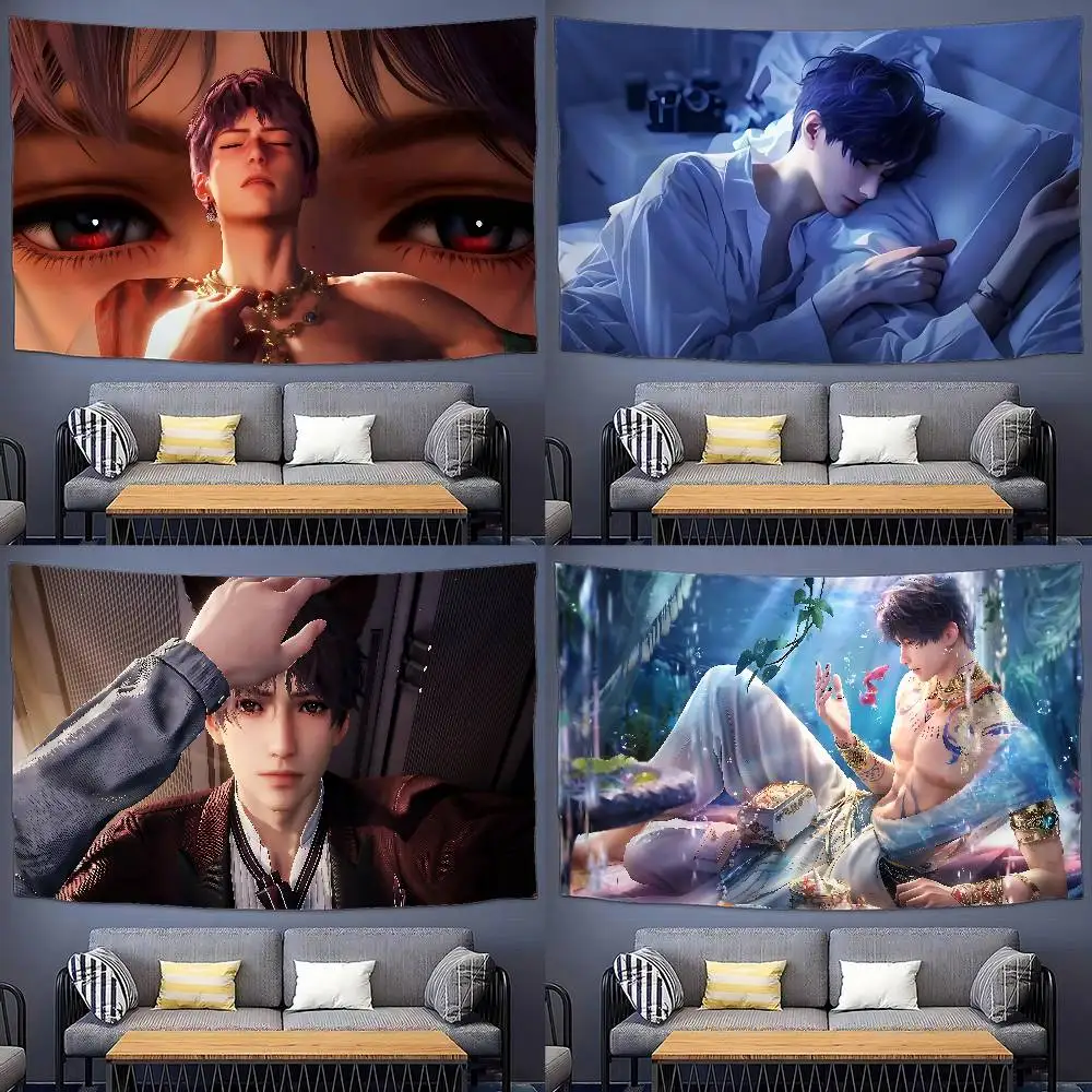 Niedliche R-rafayel L-Love und Deepspace, anpassbare Wandteppiche verschiedener Stile, Wandbehang mit Anime-Motiv, Promi-Fotodruck