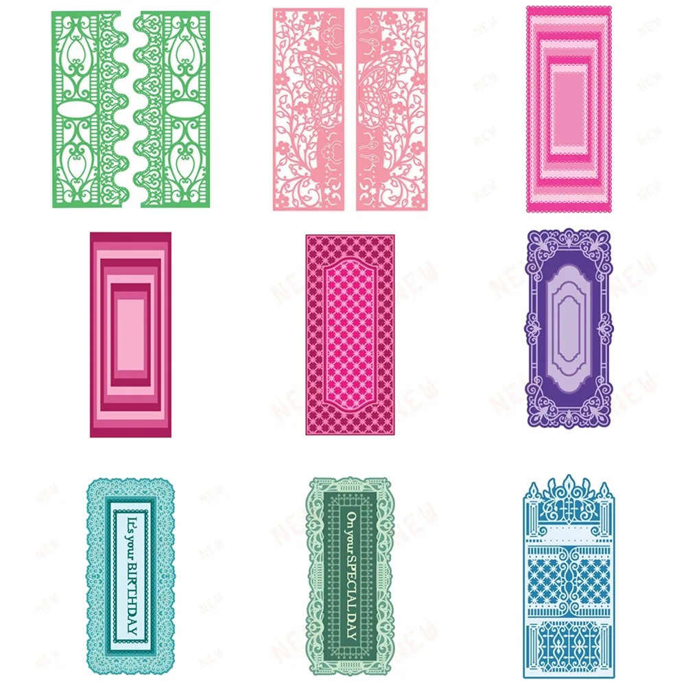 Delicate Slim Ornate Rectangle Cutting Dies Diy Molds Scrapbooking Paper Making Cuts Crafts Template Handmade Card Art